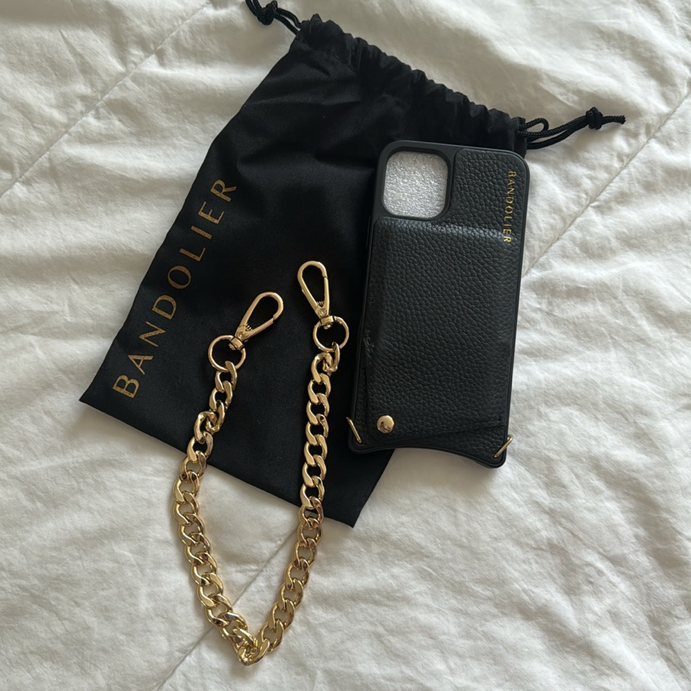 Emma Pebble Leather Crossbody Bandolier Phone Case iPhone 14 Pro